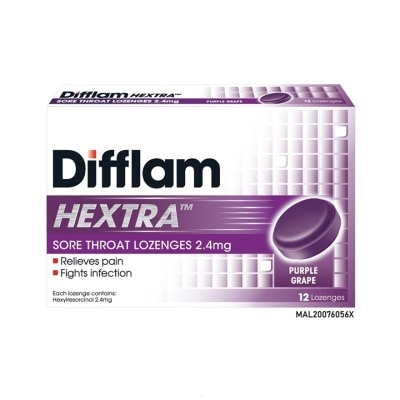 DIFFLAM Hextra Sore Throat Lozenges 2.4mg 12's (*MAL Item)