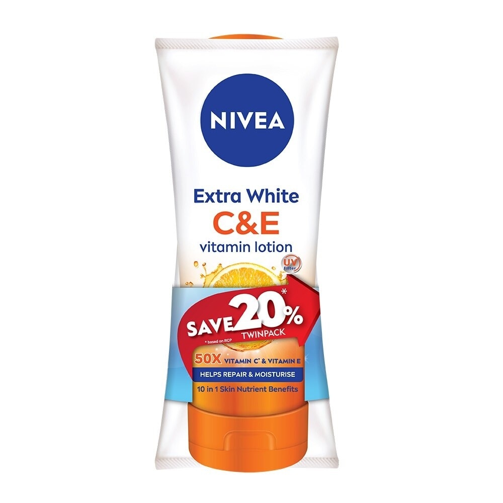 Extra Bright &E Vitamin Lotion 320ml Twin Pack