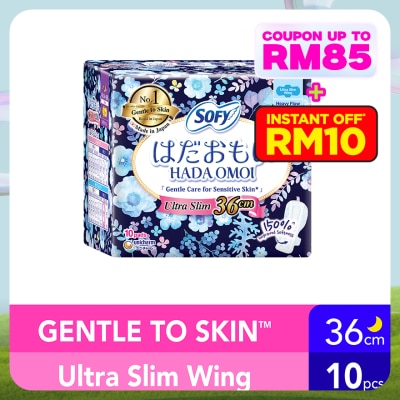 SOFY Hadaomoi Night Ultra Slim Wing 36cm 10's