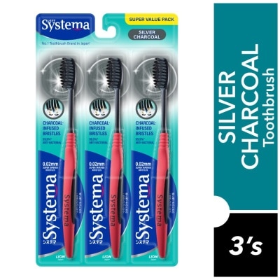 SYSTEMA Toothbrush Silver Charcoal 3s