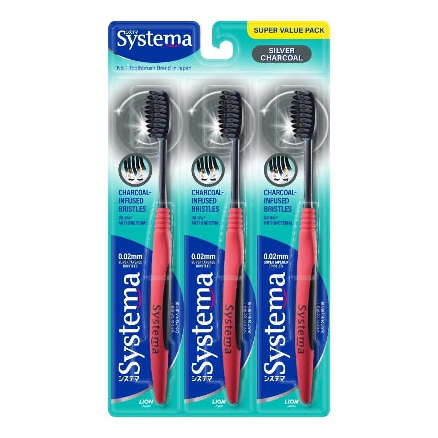 Toothbrush Silver Charcoal 3s