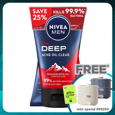 NIVEA FOR MEN DEEP Rapid Acne Oil Clear Mud Scrub TWP 2x100g