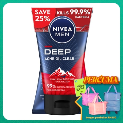 NIVEA FOR MEN DEEP Rapid Acne Oil Clear Mud Scrub TWP 2x100g