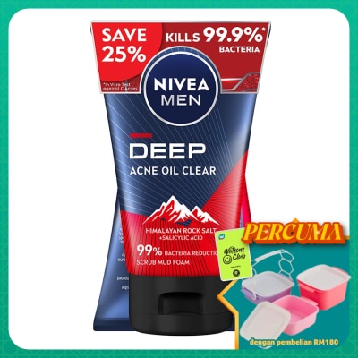 NIVEA FOR MEN - DEEP Rapid Acne Oil Clear Mud Scrub TWP 2x100g