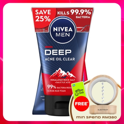 NIVEA FOR MEN - DEEP Rapid Acne Oil Clear Mud Scrub TWP 2x100g