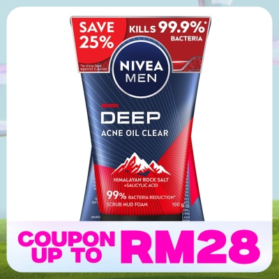 NIVEA FOR MEN DEEP Rapid Acne Oil Clear Mud Scrub TWP 2x100g