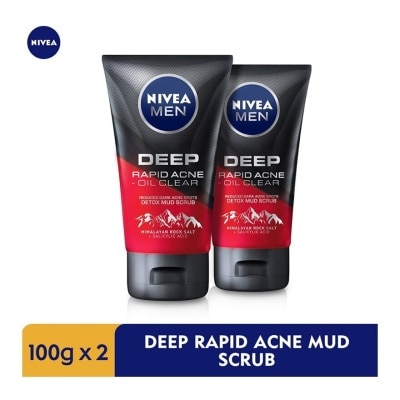 NIVEA FOR MEN DEEP Rapid Acne Oil Clear Mud Scrub TWP 2x100g