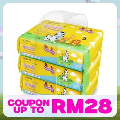 WATSONS Fresh Baby Wipes 20's x 3