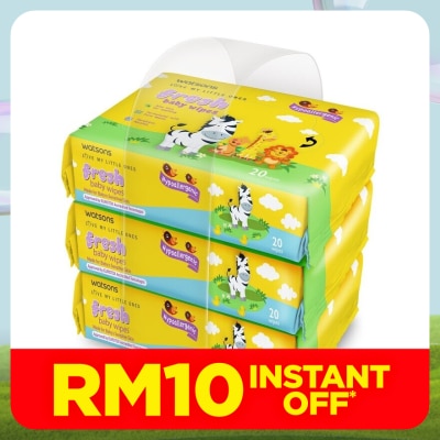 WATSONS Fresh Baby Wipes 20's x 3