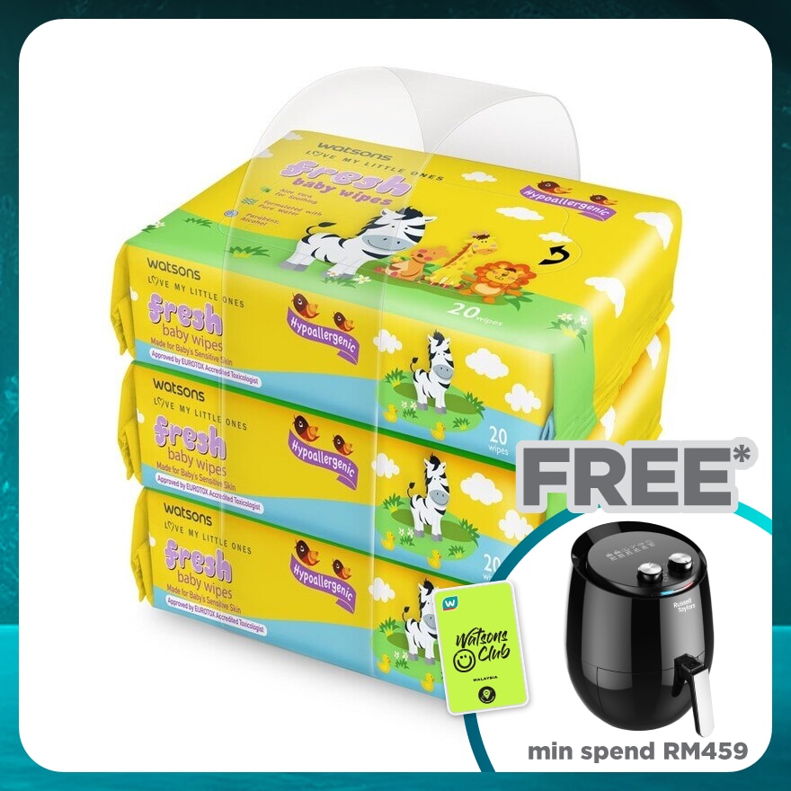 Fresh Baby Wipes 20's x 3