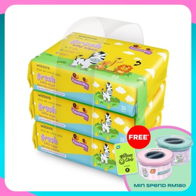 WATSONS Fresh Baby Wipes 20's x 3