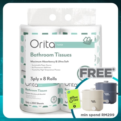 ORITA ORITA TOILET ROLL 3Ply 260 Sheets x 8s
