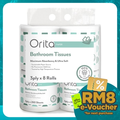 ORITA ORITA TOILET ROLL 3Ply 260 Sheets x 8s