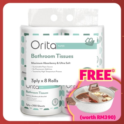 ORITA ORITA TOILET ROLL 3Ply 260 Sheets x 8s