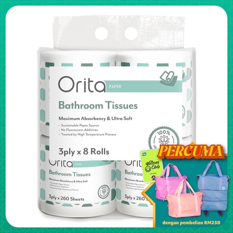 ORITA TOILET ROLL 3Ply 260 Sheets x 8s