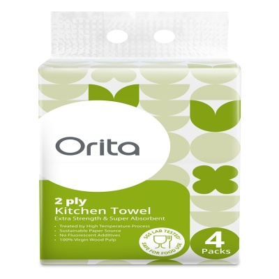 ORITA - Soft Pack Kitchen Towel 2Ply 120 Sheets x 4s image