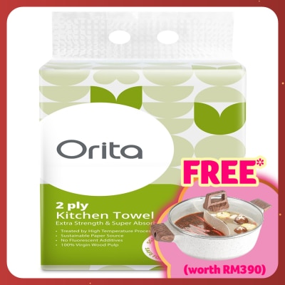 ORITA Soft Pack Kitchen Towel 2Ply 120 Sheets x 4s