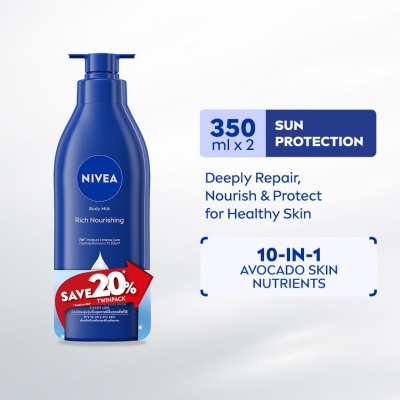NIVEA Rich Nourishing Body Milk 350ml Twin Pack image