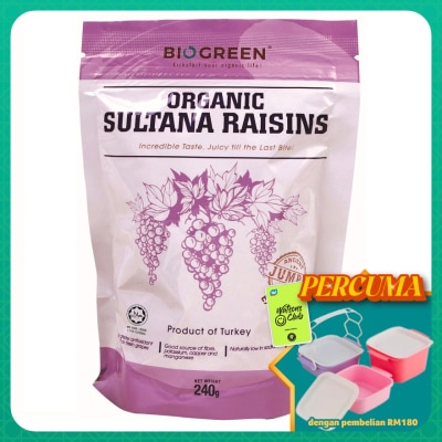 BIOGREEN - Organic Sultana Raisins 190g + 50g