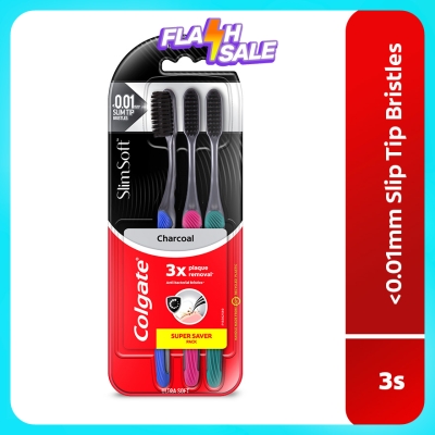 COLGATE - Colgate SlimSoft Charcoal Toothbrush Ultra Soft 3s image