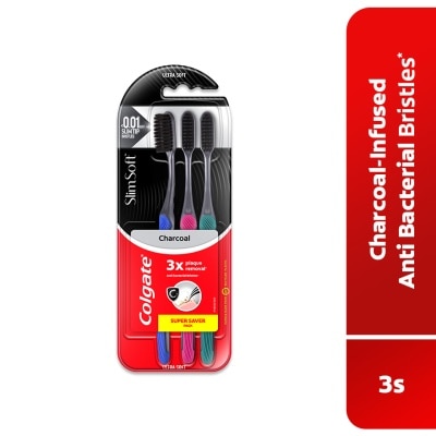 COLGATE Colgate SlimSoft Charcoal Toothbrush Ultra Soft 3s