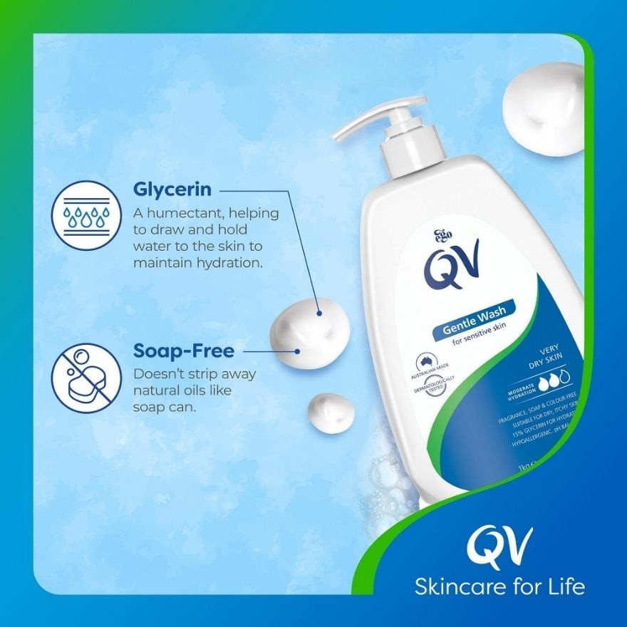 Gentle Wash 500g Twin Pack FREE QV Skin Lotion 50ml