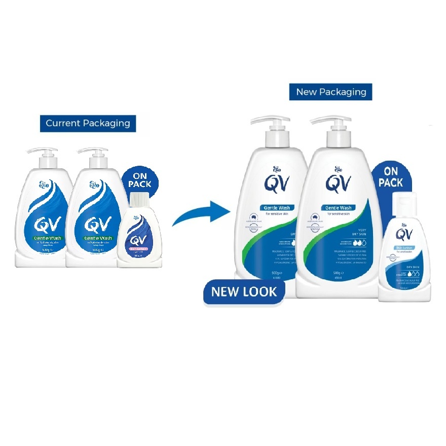 Gentle Wash 500g Twin Pack FREE QV Skin Lotion 50ml image