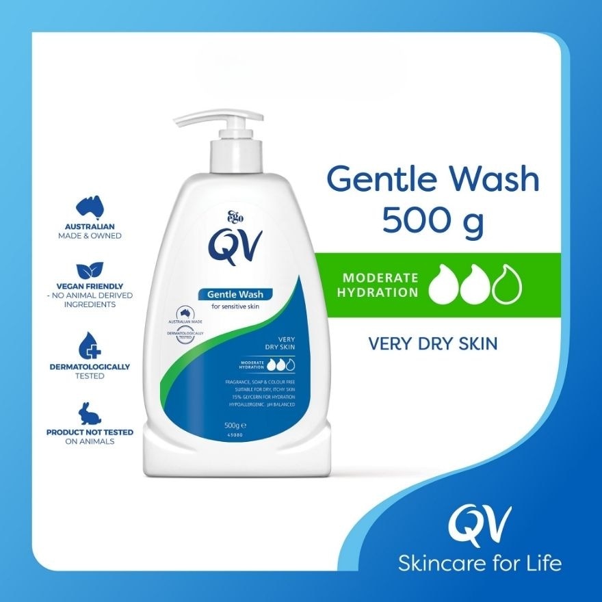 Gentle Wash 500g Twin Pack FREE QV Skin Lotion 50ml