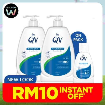 QV Gentle Wash 500g Twin Pack FREE QV Skin Lotion 50ml
