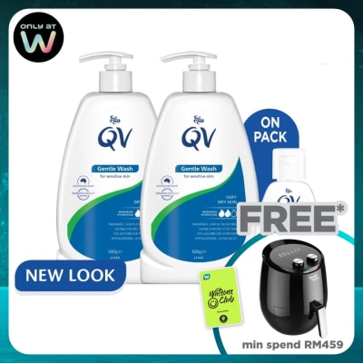 QV Gentle Wash 500g Twin Pack FREE QV Skin Lotion 50ml