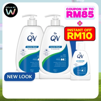 QV Gentle Wash 500g Twin Pack FREE QV Skin Lotion 50ml