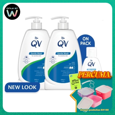 QV - Gentle Wash 500g Twin Pack FREE QV Skin Lotion 50ml