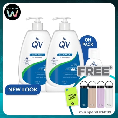QV Gentle Wash 500g Twin Pack FREE QV Skin Lotion 50ml