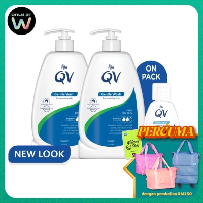 QV Gentle Wash 500g Twin Pack FREE QV Skin Lotion 50ml