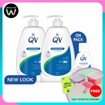 QV Gentle Wash 500g Twin Pack FREE QV Skin Lotion 50ml