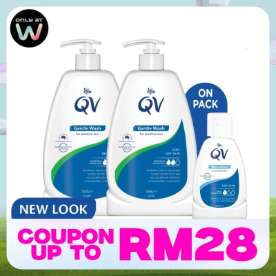 QV Gentle Wash 500g Twin Pack FREE QV Skin Lotion 50ml