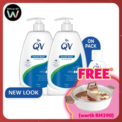 QV Gentle Wash 500g Twin Pack FREE QV Skin Lotion 50ml