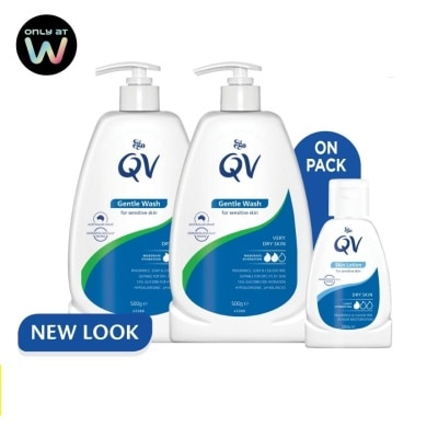 QV Gentle Wash 500g Twin Pack FREE QV Skin Lotion 50ml
