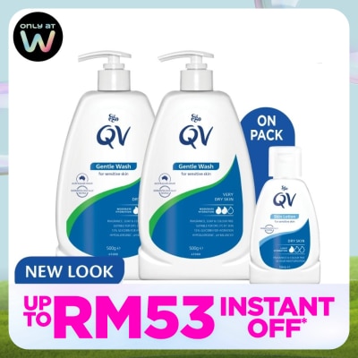 QV Gentle Wash 500g Twin Pack FREE QV Skin Lotion 50ml