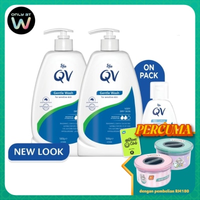 QV Gentle Wash 500g Twin Pack FREE QV Skin Lotion 50ml