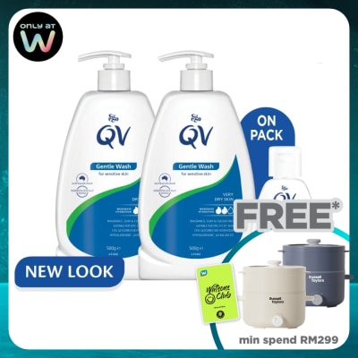 QV Gentle Wash 500g Twin Pack FREE QV Skin Lotion 50ml