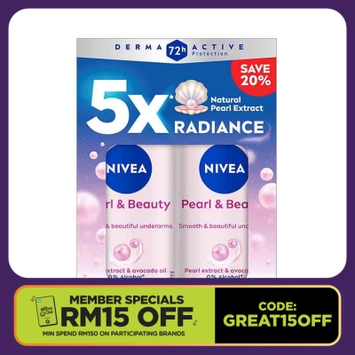 NIVEA Deodorant Pearl & Beauty Roll On Twin Pack 2x50ml