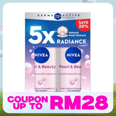 NIVEA Deodorant Pearl & Beauty Roll On Twin Pack 2x50ml