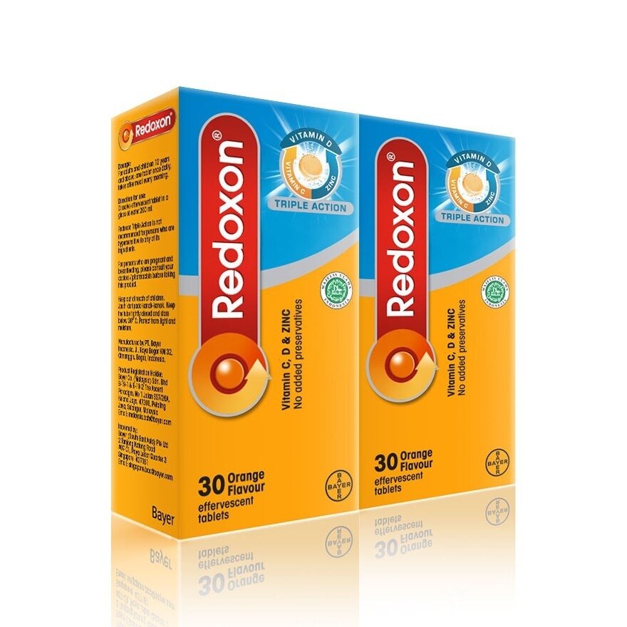 Redoxon Triple Action Vitamin C, D & Zinc Effervescent Orange 2X30’S