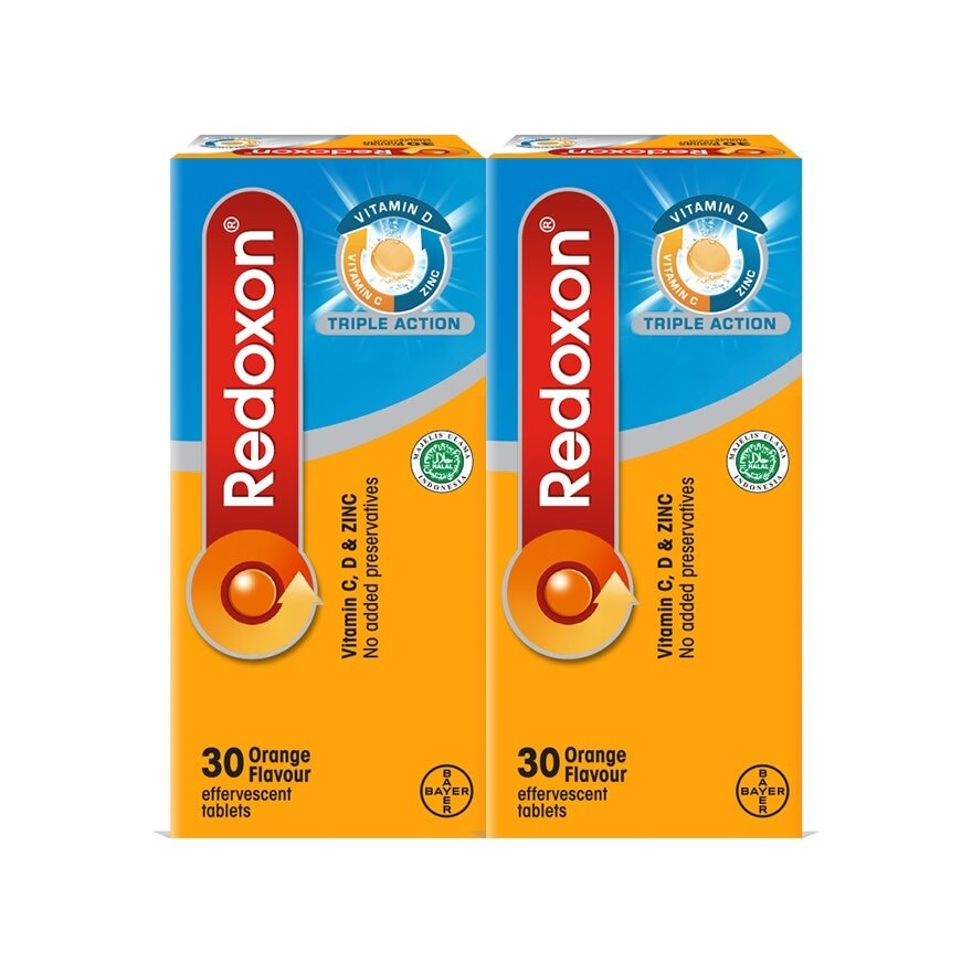 Redoxon Triple Action Vitamin C, D & Zinc Effervescent Orange 2X30’S