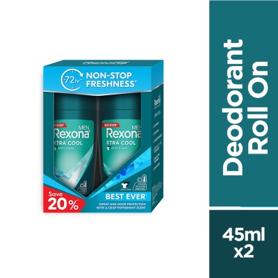 REXONA, Men Xtra Cool Roll On 2x45ml | Watsons Malaysia