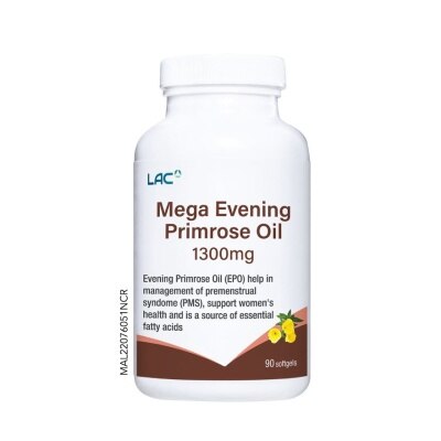 LAC, Mega Evening Primrose Oil 1300mg Softgel 90s | Watsons Malaysia