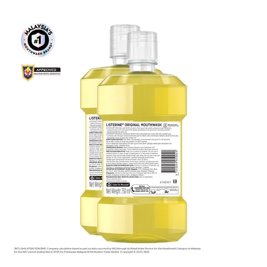 Listerine Original 750ML Twin Pack