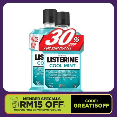 LISTERINE Cool Mint Twin Pack 2 x 750ml