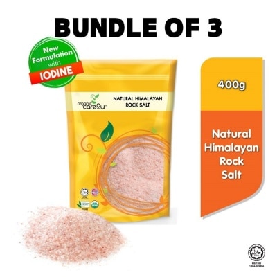 ORGANIC CARE2U Natural Himalayan Rock Salt (400g x 3 Packs)